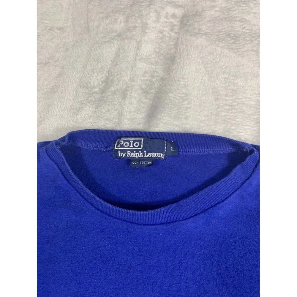 Polo Ralph Lauren Mens L Blue T-Shirt Ribbed Crew Neck Pony Red Fit